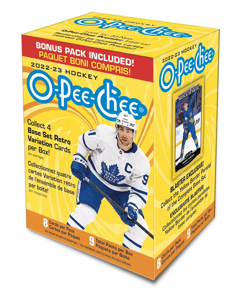 NHL dobozok NHL hokikártyák 2022-23 Upper Deck O-Pee-Chee Blaster Box