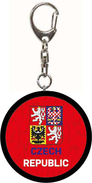 Jégkorong képviselet kulcstartó Czech Republic minipuk logo red