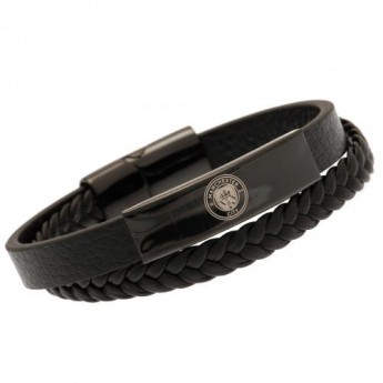 Manchester City bőr karkötő Black IP Leather Bracelet