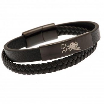 FC Liverpool bőr karkötő Black IP Leather Bracelet