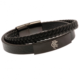 FC Rangers karkötő Black IP Leather Bracelet