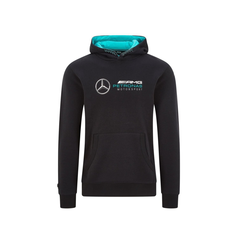 Mercedes AMG Petronas férfi kapucnis pulóver logo hooded black F1 Team 2020