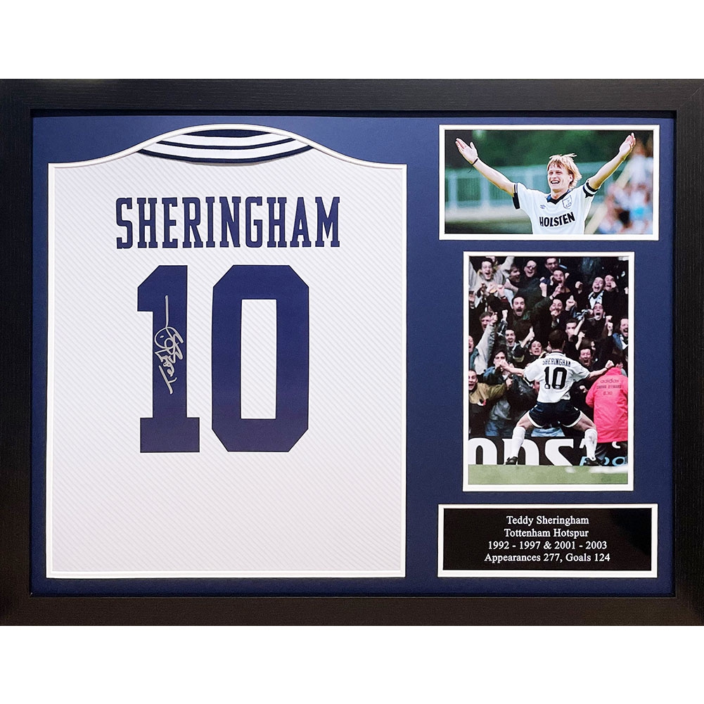 Legendák bekeretezett mez Tottenham Hotspur FC 1994 Sheringham Signed Shirt (Framed)