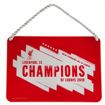 FC Liverpool fali tábla Champions Of Europe Bedroom Sign