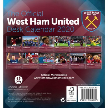 West Ham United asztali naptár 2020