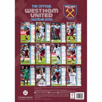 West Ham United naptár 2020 Team A3