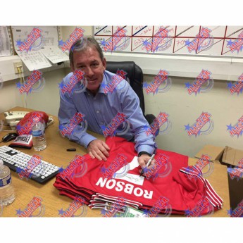 Legendák futball mez Manchester United FC Robson 1985 Signed Shirt