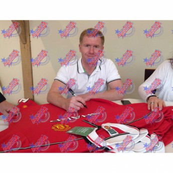 Legendák futball mez Manchester United FC Giggs & Scholes 1999 Signed Shirt