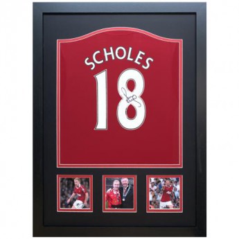 Legendák bekeretezett mez Manchester United FC Scholes 2017-2018 Signed Shirt (Framed)