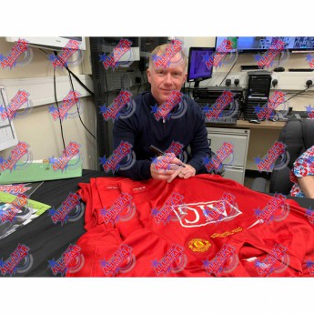 Legendák bekeretezett mez Manchester United FC Scholes 2008 Signed Shirt Medal (Framed)