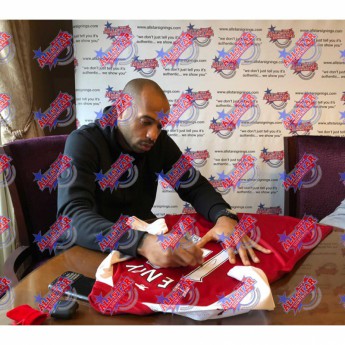 Legendák bekeretezett mez Arsenal FC Henry, Bergkamp, Pires & Vieira Signed Shirt (Quad Framed)