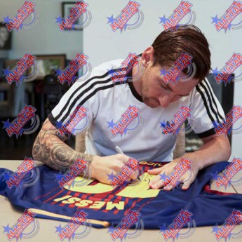 Legendák futball mez FC Barcelona Messi Signed Shirt 2017-2018