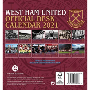 West Ham United asztali naptár 2021