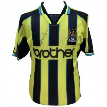 Legendák futball mez Manchester City Dickov 1999 Signed Shirt