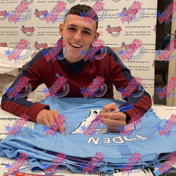 Legendák futball mez Manchester City Foden 2019-2020 Signed Shirt