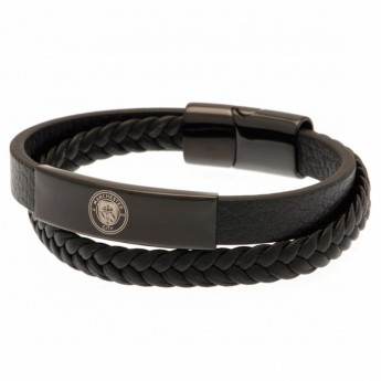 Manchester City bőr karkötő Black IP Leather Bracelet