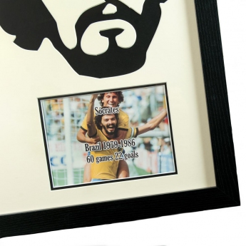 Legendák bekeretezett mez Brasil Socrates Signed Shirt Silhouette