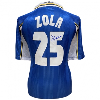 Legendák futball mez Chelsea FC 1998 UEFA Cup Winners Cup Final Zola Signed Shirt