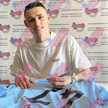 Legendák futball mez Manchester City 2020-21 Foden Signed Shirt
