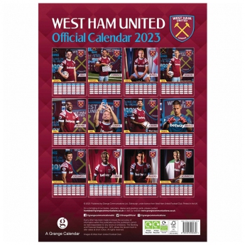 West Ham United naptár A3 Calendar 2023