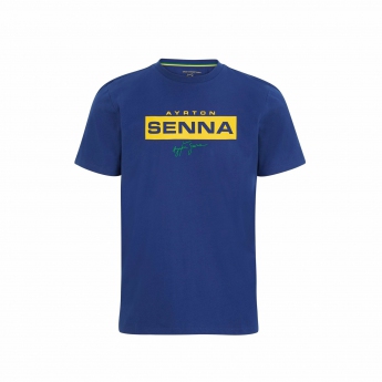 Ayrton Senna férfi póló Signature Logo navy 2021