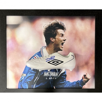 Legendák bekeretezett futballcipő Rangers FC Laudrup Signed Boot (Framed)