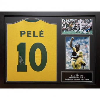 Legendák bekeretezett mez Brasil 1970 Pele Signed Shirt (Framed)