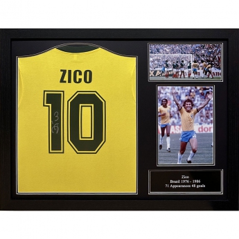 Legendák bekeretezett mez Brasil 1982 Zico Signed Shirt (Framed)