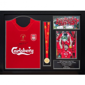 Legendák bekeretezett mezek Liverpool FC 2005 Gerrard Signed Shirt & Medal (Framed)