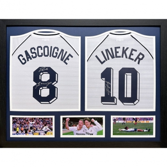 Legendák bekeretezett mezek Tottenham Hotspur 1991 Lineker & Gascoigne Signed Shirts (Dual Framed)