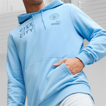 Manchester City férfi kapucnis pulóver FtblCore blue