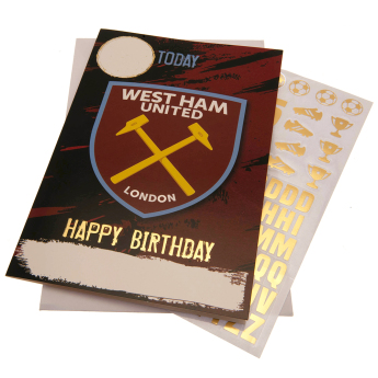 West Ham United születésnapi képeslap matricákkal Have a fantastic birthday