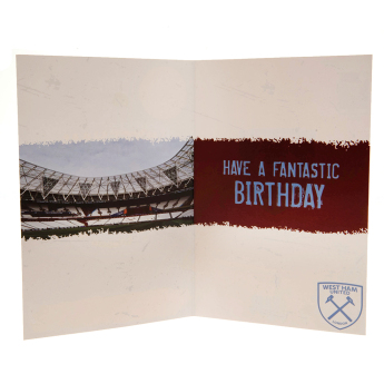 West Ham United születésnapi képeslap matricákkal Have a fantastic birthday