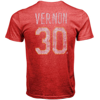 Calgary Flames férfi póló red #30 Mike Vernon Legenda NHL