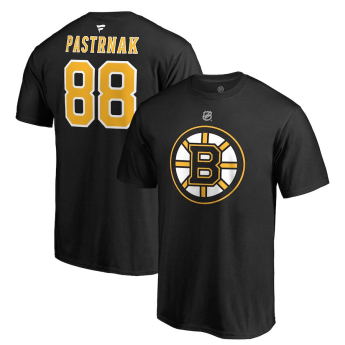 Boston Bruins férfi póló black #88 David Pastrňák Stack Logo Name & Number