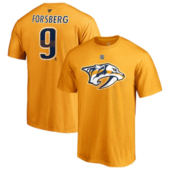 Nashville Predators férfi póló yellow #9 Filip Forsberg Stack Logo Name & Number