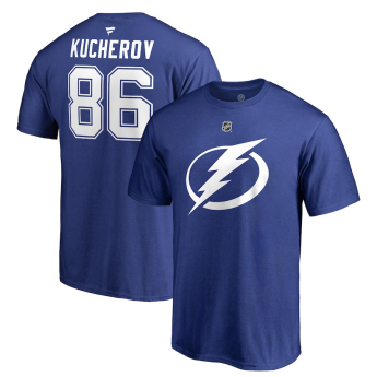 Tampa Bay Lightning férfi póló blue #86 Nikita Kucherov Stack Logo Name & Number