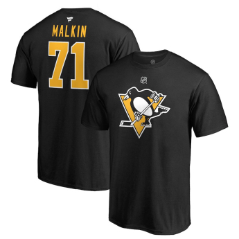 Pittsburgh Penguins férfi póló black #71 Evgeni Malkin Stack Logo Name & Number