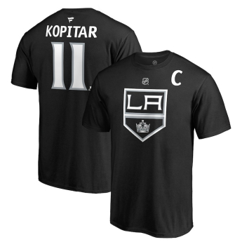 Los Angeles Kings férfi póló black #11 Anze Kopitar Stack Logo Name & Number