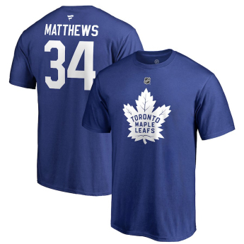 Toronto Maple Leafs férfi póló blue #34 Auston Matthews Stack Logo Name & Number