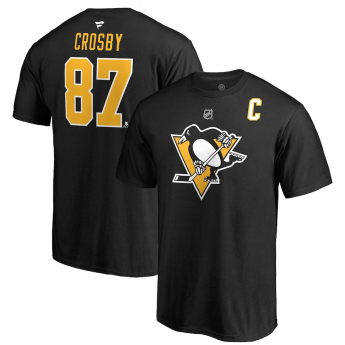 Pittsburgh Penguins férfi póló black Sidney Crosby Stack Logo Name & Number