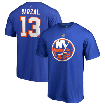 New York Islanders férfi póló blue Mathew Barzal #13 Stack Logo Name & Number