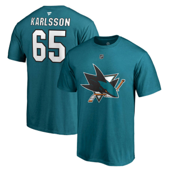 San Jose Sharks férfi póló Erik Karlsson #65 Stack Logo Name & Number