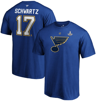 St. Louis Blues férfi póló Jaden Schwartz  2019 Stanley Cup Champions Authentic Stack Name & Number