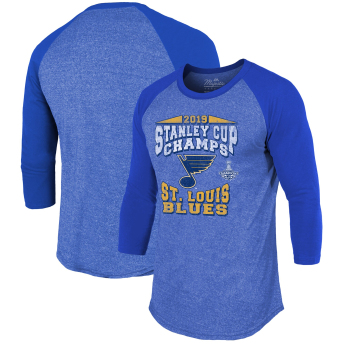 St. Louis Blues férfi hosszú ujjú póló 2019 Stanley Cup Champions The City Never Sleeps Raglan Tri-Blend