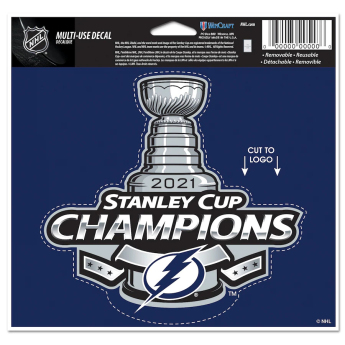 Tampa Bay Lightning matrica 2021 Stanley Cup Champions 4´´ x 6´´ Cut-to-Logo Multi-Use Decal