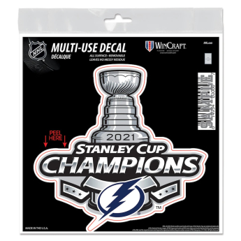 Tampa Bay Lightning matrica 2021 Stanley Cup Champions 6´´ x 6´´ Repositionable Decal