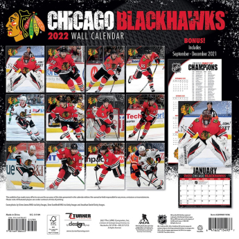Chicago Blackhawks naptár 2022 wall calendar