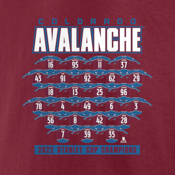 Colorado Avalanche férfi póló 2022 Stanley Cup Champions Jersey Roster