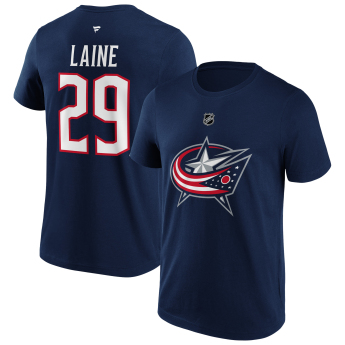 Columbus Blue Jackets férfi póló Patrick Laine #29 Name & Number Graphic navy